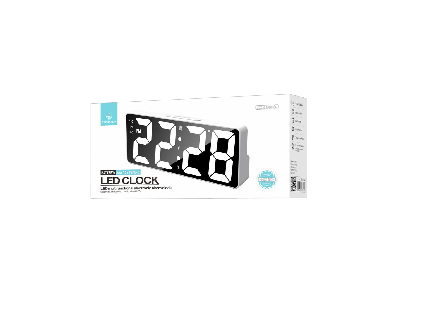 Sveglia Led Multifunzione Techancy MC1500 Bianca