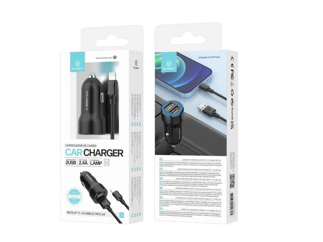 Caricabatteria da auto 2,4 A con
cavo Lightning
