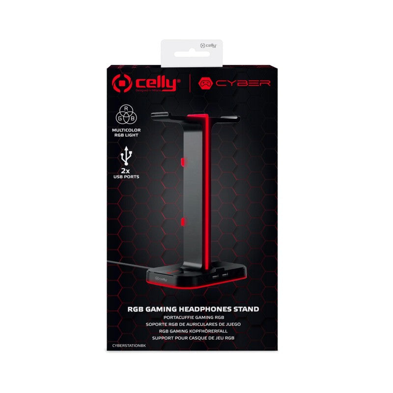 CELLY CYBERSTATION GAMING PORTA CUFFIE
RGB CON HUB 2xUSB 2.0 COLORE NERO