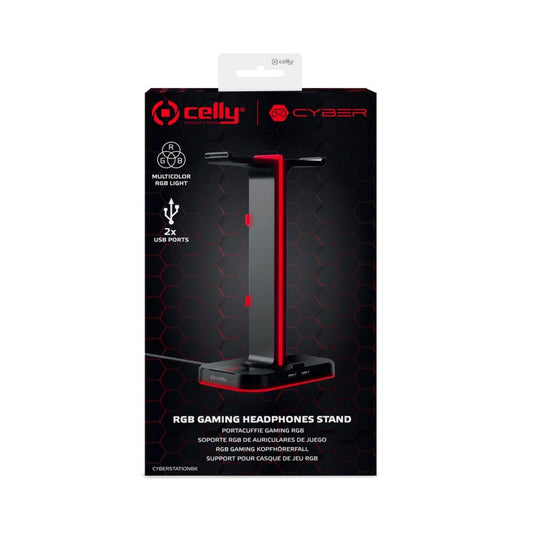 CELLY CYBERSTATION GAMING PORTA CUFFIE
RGB CON HUB 2xUSB 2.0 COLORE NERO