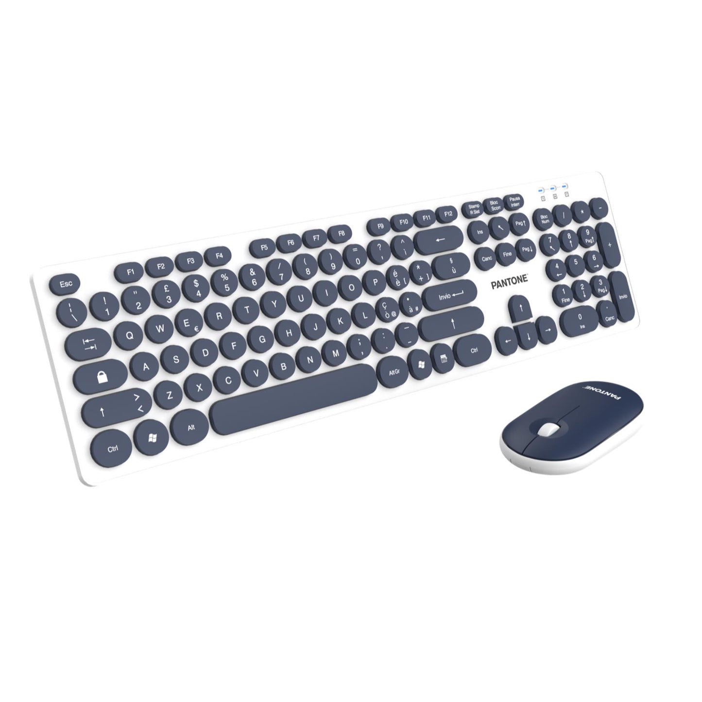 PANTONE PT-MK004N KIT TASTIERA FULL SIZE WIRELESS 
+ MOUSE 2 TASTI DONGLE USB PER CONNESSIONE