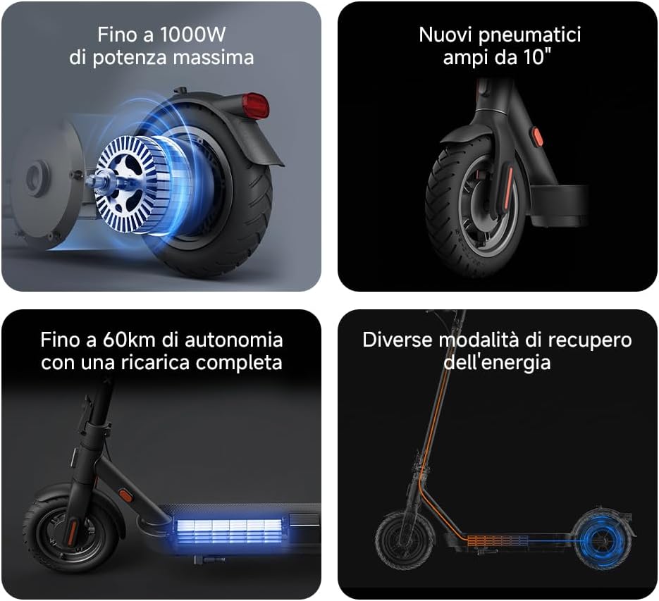MONOPATTINO XIAOMI ELETTRICO 4 potenza 300Watt picco 600watt  ruote 10 pollici