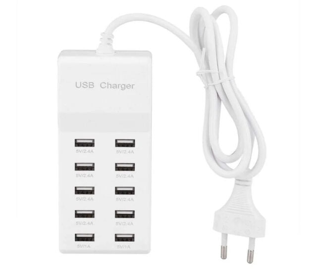 CARICABATTERIE 10 POSTI RAPIDO USB 10A08