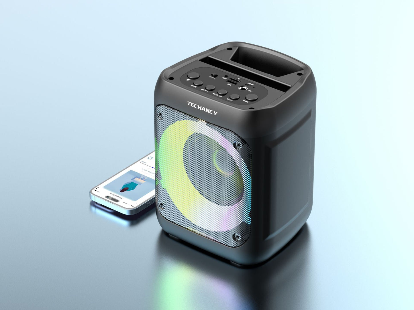Altoparlanti stereo Bluetooth 5.0, altoparlante portatile senza fili, luci colorate, batteria da 1500 Mah