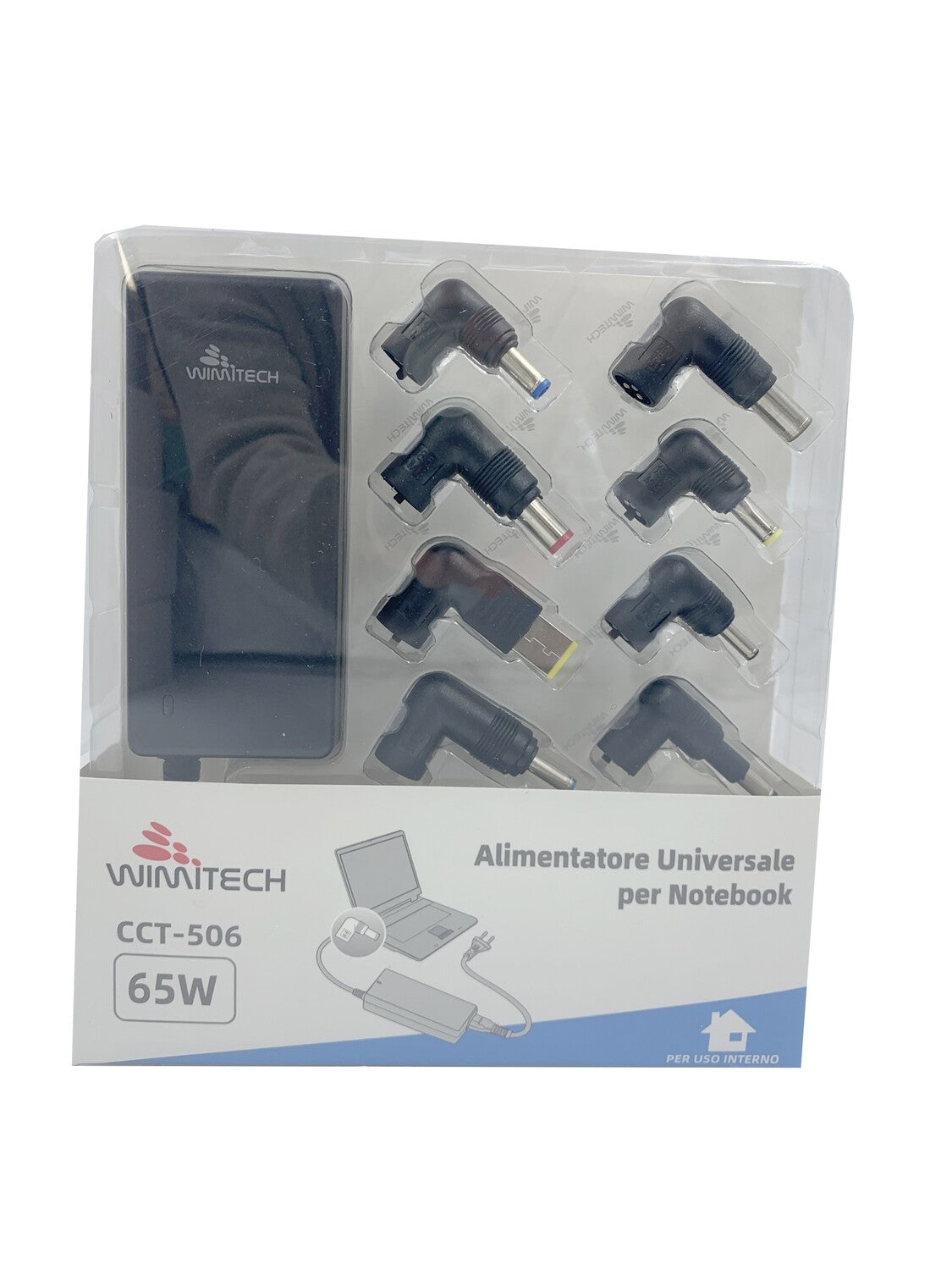 ALIMENTATORE NOTEBOOK  UNIVERSALE 65W CON 8 TIPS