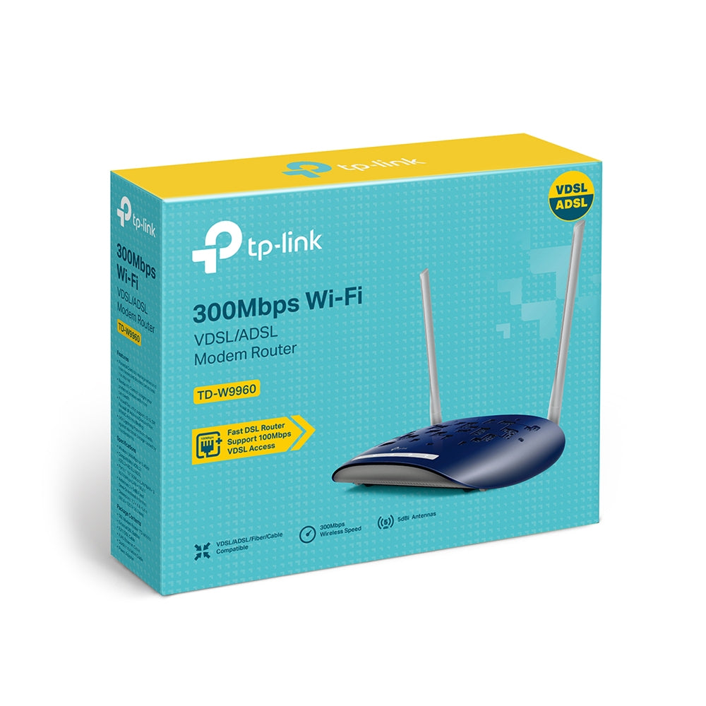 TP-LINK Router 300 MBPS VDSL2/ADSL2+/ADSL2/ ADSL 4P LAN + 4 ANTENNE TD-W9960