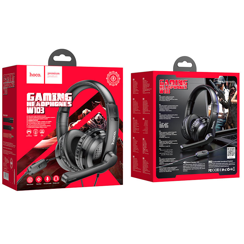 Hoco cuffia gaming W103 con microfono magic tour black