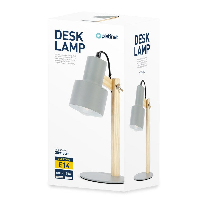 LAMPADA DA TAVOLO METALLO+LEGNO 25W E14